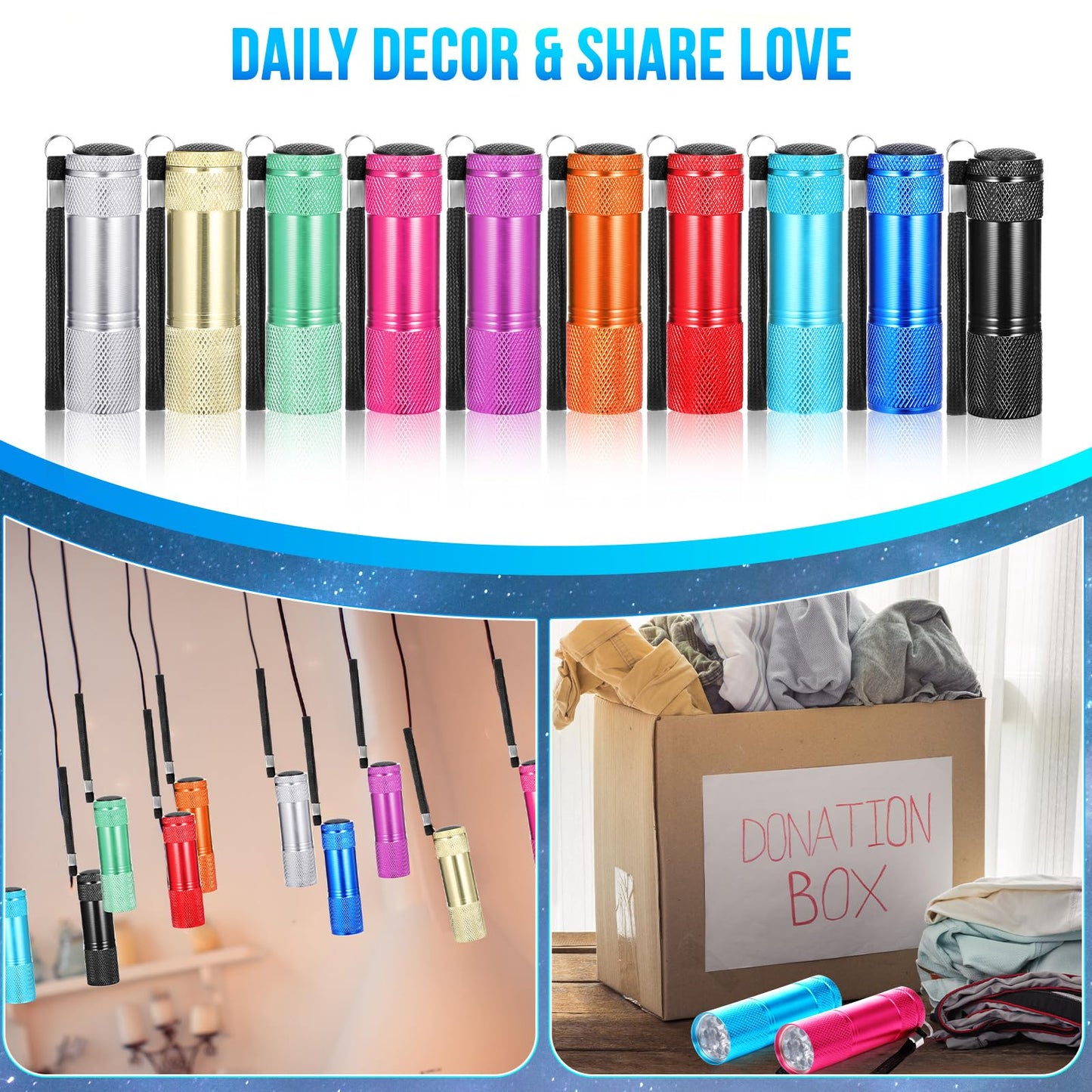 VIHOSE 150 Pcs Mini Flashlights Bulk, Bright Aluminum LED Flashlights Set for Hurricane Supplies, Operation Christmas, Party Favors, Christmas Stocking Stuffers, Homeless Donation Gifts