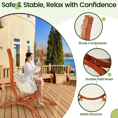SELFLA Premium Wooden Hammock Stand only (500 lbs/226kg), Sun Protection & Rain Resistant, Heavy Duty Premium Solid Wood Hammock Chair for Indoor or Outdoor Use, Safe & Stable (Hammock Not Included)