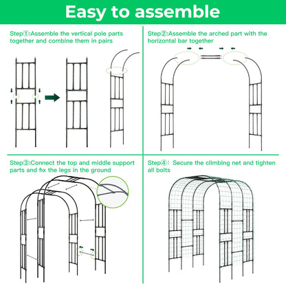 Aohanoi Garden Arch Trellis for Climbing Plants,7.22 FT Tall Large Arbour Archway for Rose Vine Cucumber Vegetables,Wide Garden Arch for Lawn,Party,Ceremony Wedding Decoration
