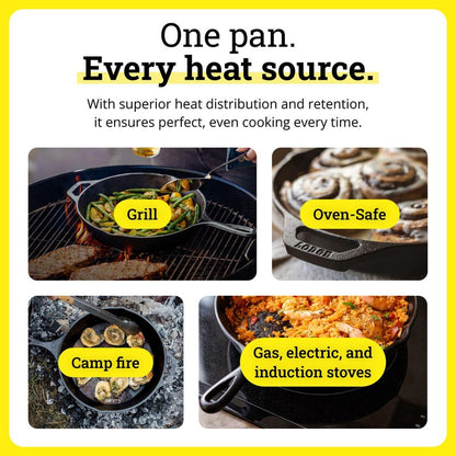Lodge Seasoned Cast Iron Skillet - PFAS-Free, Non-Toxic Cookware - Use with an Oven, Stove, Grill, or Campfire - Naturally Non-Stick & Oven Safe - 9 Inches