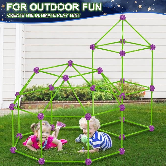 V-Opitos 140 Pack Glow in The Dart Fort Building Kits for Kids Age 4 5 6 7 8+ Years Old STEM Building Toys for DIY Castles Tunnels Ideal Christmas Birthday Gifts for Boys &amp Girls