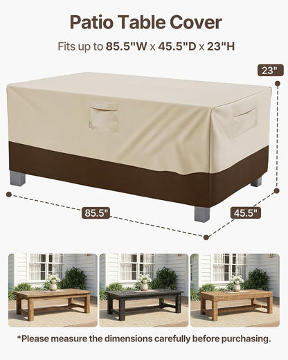Vailge Heavy-Duty Waterproof Patio Table Cover - Rectangular/Oval Design | X-Large Beige & Brown