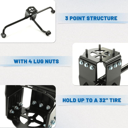 ECOTRIC Spare Tire Mount Rack Carrier Holder Compatible with 2017-2025 Can-Am Maverick X3 Turbo X3 Max R Ds Steel Hold Up to 32" Tire UTV Powder Coated
