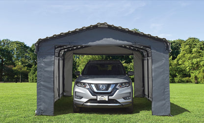 Arrow Sheds Amazon Exclusive 12' x 20' x 7' 29-Gauge Carport with Galvanized Steel Roof Panels and Enclosure Kit, Eggshell