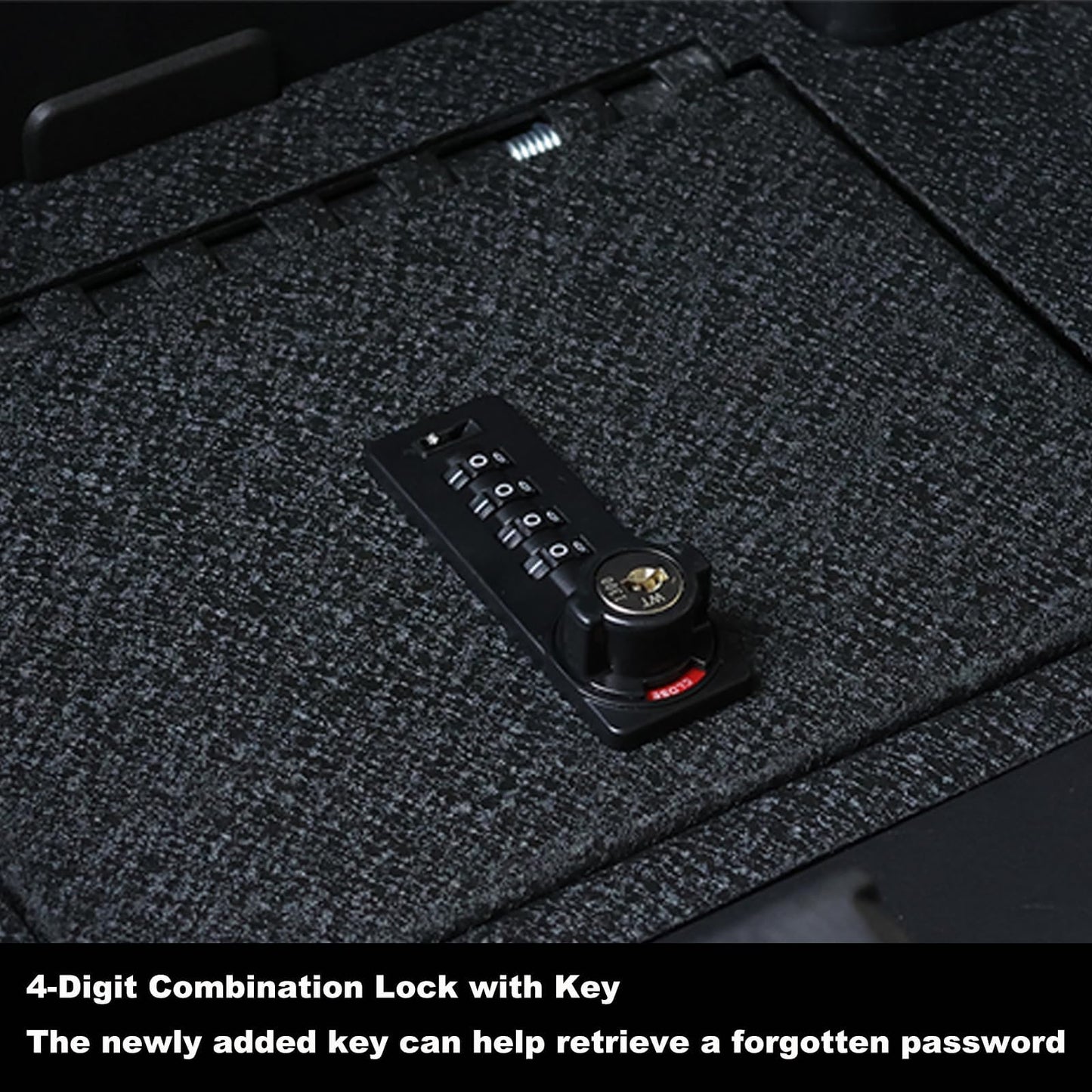 Center Console Safe Vault - KEREN Console Gun Safe Box Compatible with Tesla Cybertruck 2024-2025, 4-Digit Combination Lock with Key