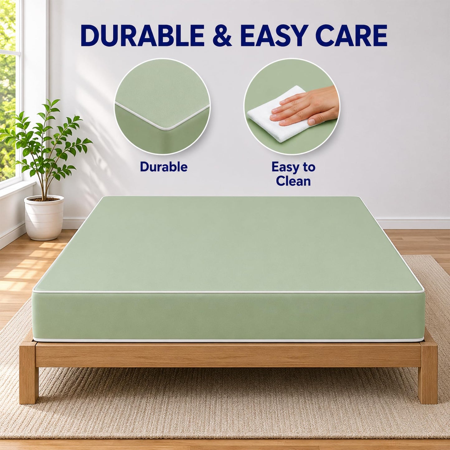 Greaton, 10-Inch Gel Memory Foam RV Mattress Replacement with Vinyl Cover, Medium Firm & Waterproof, Travel Camper Trailer Truck and Bunk, Pressure-Relief Support, Made in USA, 75" x 34"