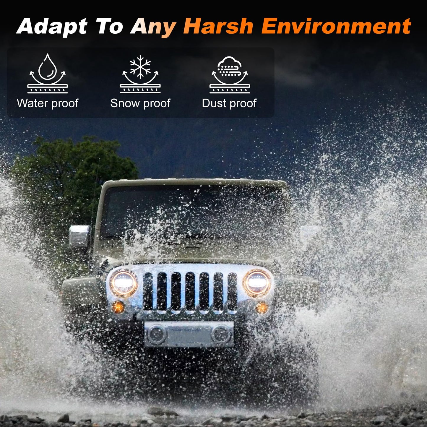 OVSAUTO 7 inch Led Headlights H6024 Round Headlight With Hi/Lo Beam DRL Turn Signal Compatible With Jeep Wrangler JK TJ CJ LJ Chevy Ford GMC Dodge&Mazda