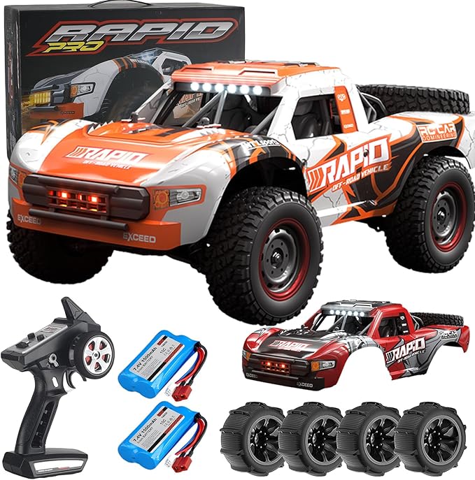 1:14 RC Cars 70 KMH High Speed Brushless Remote Control Car All Terrain Fast Trophy Truck for Adults Teens Boys 4WD Off-Road Hobby RC Buggy 50 Mins Play Short Course RC Monster Truck (RTR)