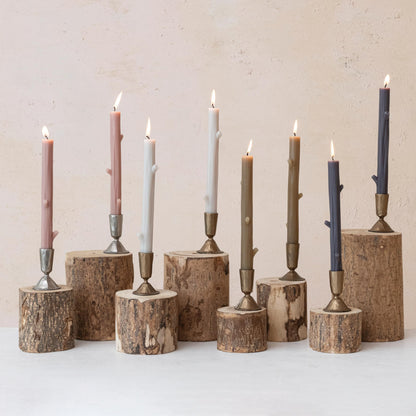Creative Co-Op Unscented Tree Branch Taper Candles, Charcoal, Set of 2