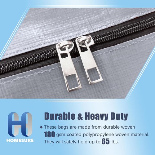 HOMESURE Large Water-Resistant Storage Bags - 8 Pack Heavy-Duty Totes with Zippers & Handles | Silver