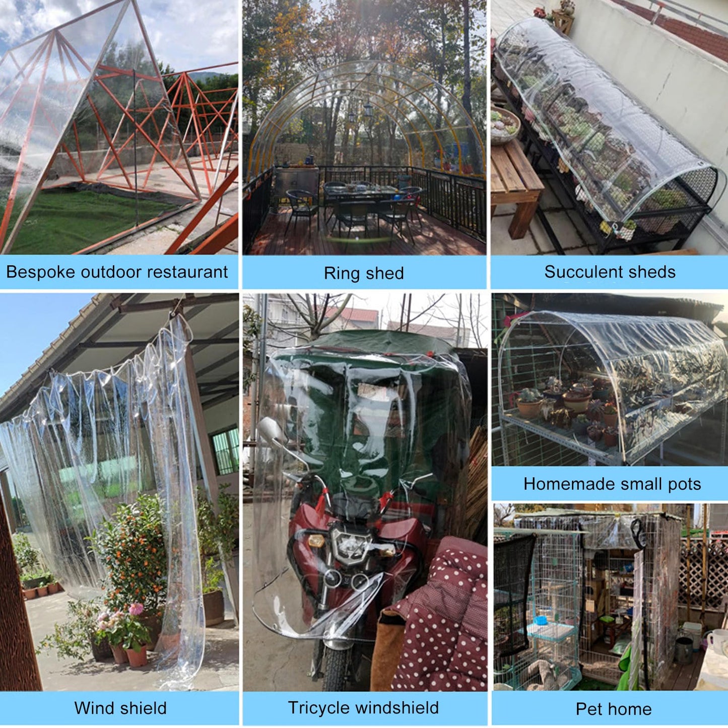 LC&QS Clear Tarps Heavy Duty PVC, Transparent Tarp Durable Waterproof Dustproof Windproof, Tarpaulin with Grommets & Ropes for Greenhouse, Patio, Garden, Pavilion, Chicken, Porch, Outdoor (10' x 12')