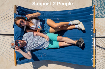 SUPERJARE Curved-Bar Hammock with Stand, 2 Person Heavy Duty Hammock Frame, Detachable Pillow & Portable Carrying Bag, Perfect for Outdoor & Indoor, Navy Blue
