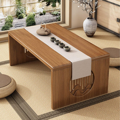 teyeard Japanese Folding Coffee Table, Foldable Low Coffee Tables, Bamboo Floor Table Desk for Sitting on The Floor, No Assembly, Portable Living Coffee Table (39.4 Inch)