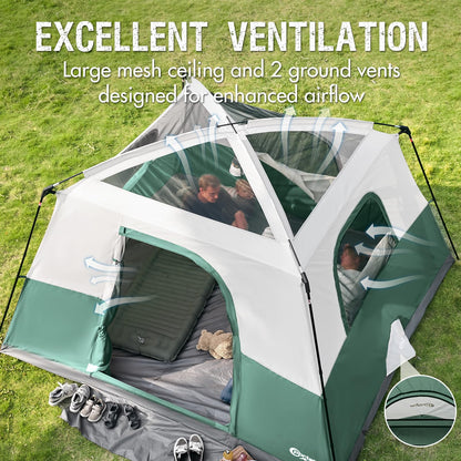 Portal 6 Person Cabin Tent for Camping with Porch, Family Waterproof Camping Tent with Rainfly and Carry Bag, 76" Tall Outdoor Tents for Camping