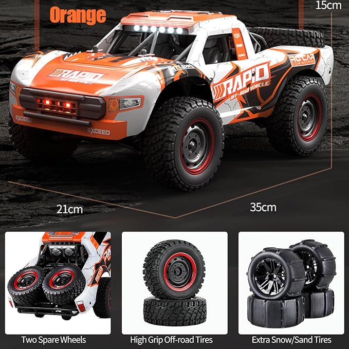 1:14 RC Cars 70 KMH High Speed Brushless Remote Control Car All Terrain Fast Trophy Truck for Adults Teens Boys 4WD Off-Road Hobby RC Buggy 50 Mins Play Short Course RC Monster Truck (RTR)