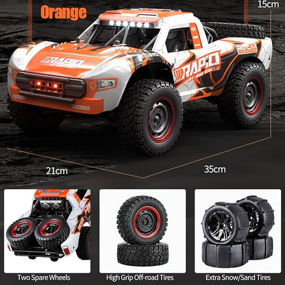 1:14 RC Cars 70 KMH High Speed Brushless Remote Control Car All Terrain Fast Trophy Truck for Adults Teens Boys 4WD Off-Road Hobby RC Buggy 50 Mins Play Short Course RC Monster Truck (RTR)