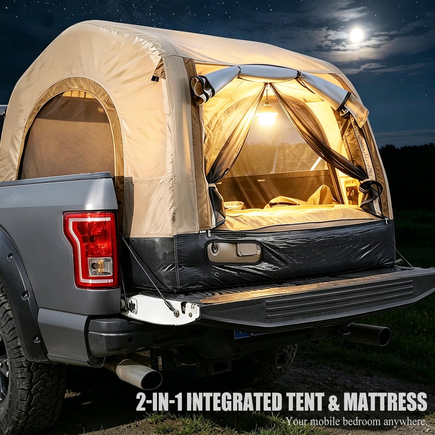 MIRUNNY Truck Bed Tent for 5.5ft-6.7ft,Auto Inflate Deflate Built in Wireless Rechargeable Air Pump,Waterproof Pickup Tent Air Mattress Camping for Ford F150, Silverado