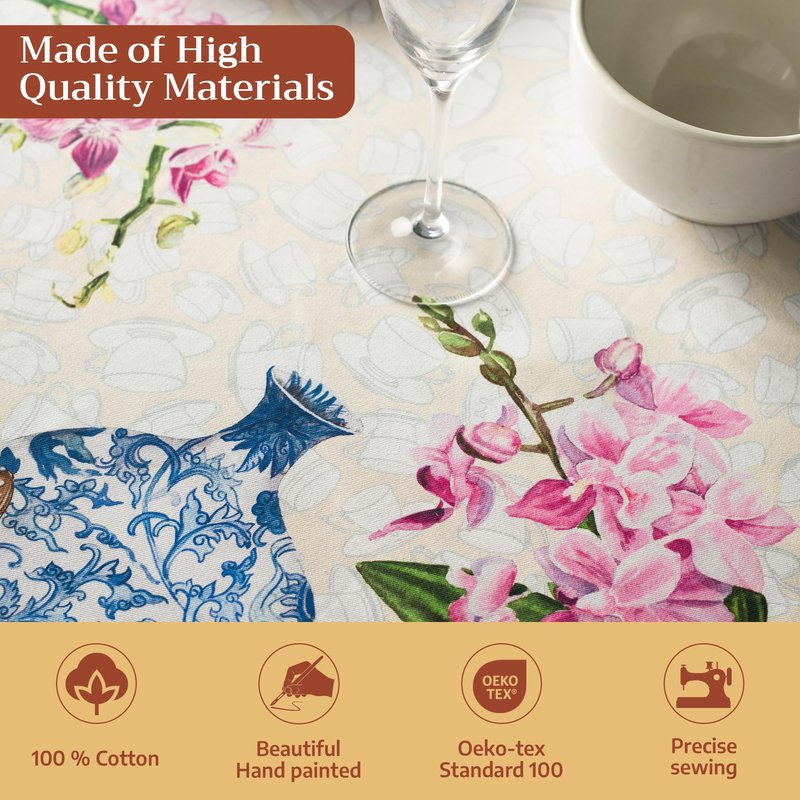 Maison d' Hermine Table Cloth Rectangle Table 100% Cotton 70 x 140 Inches Tablecloth Reusable Decorative for Dining Kitchen Room Farmhouse Home Gifts for Mothers Day Spring Summer - Canton