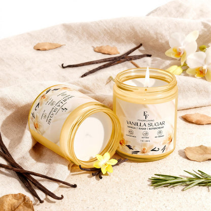 Vanilla Sugar Scented Candle, Natural Soy Wax Jar Candle for Home Scented, 100-Hour Burn Time Gifts for Women Men, 7 oz (2 Pack)