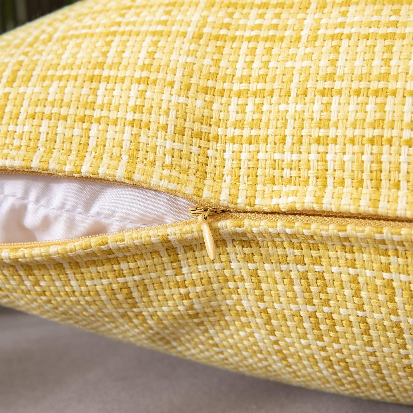 MIULEE Outdoor Waterproof Throw Pillow Covers - Decorative Farmhouse Cushion Covers | 12x12 Inch, Yellow (Pack of 2)