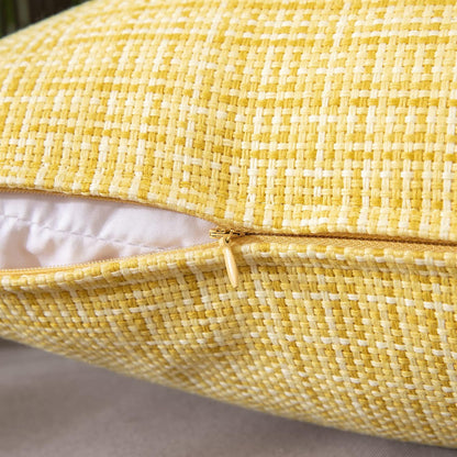 MIULEE Outdoor Waterproof Throw Pillow Covers - Decorative Farmhouse Cushion Covers | 12x12 Inch, Yellow (Pack of 2)