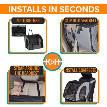 K&H Pet Products Enclosed Large Dog Car Seat, Travel Safety Carrier, Dog Travel Car Seat, Soft-Sided Covered Pet Carrier, Washable Pad, Multiple Entrances, Mesh Windows - Large 29.5 X 22 X 25.5in