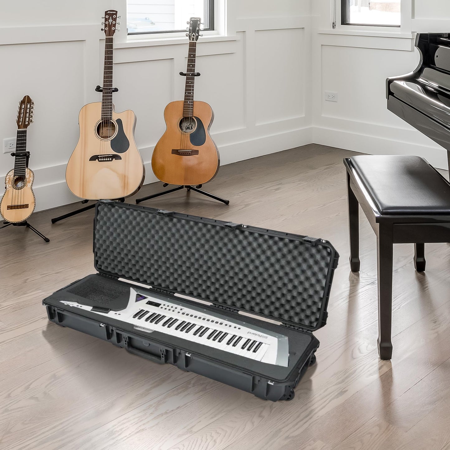 SKB iSeries Roland AX Edge Keytar Hard Case, Waterproof Polypropylene Shell with Foam Interior, TSA Latches and Wheels for Travel Protection