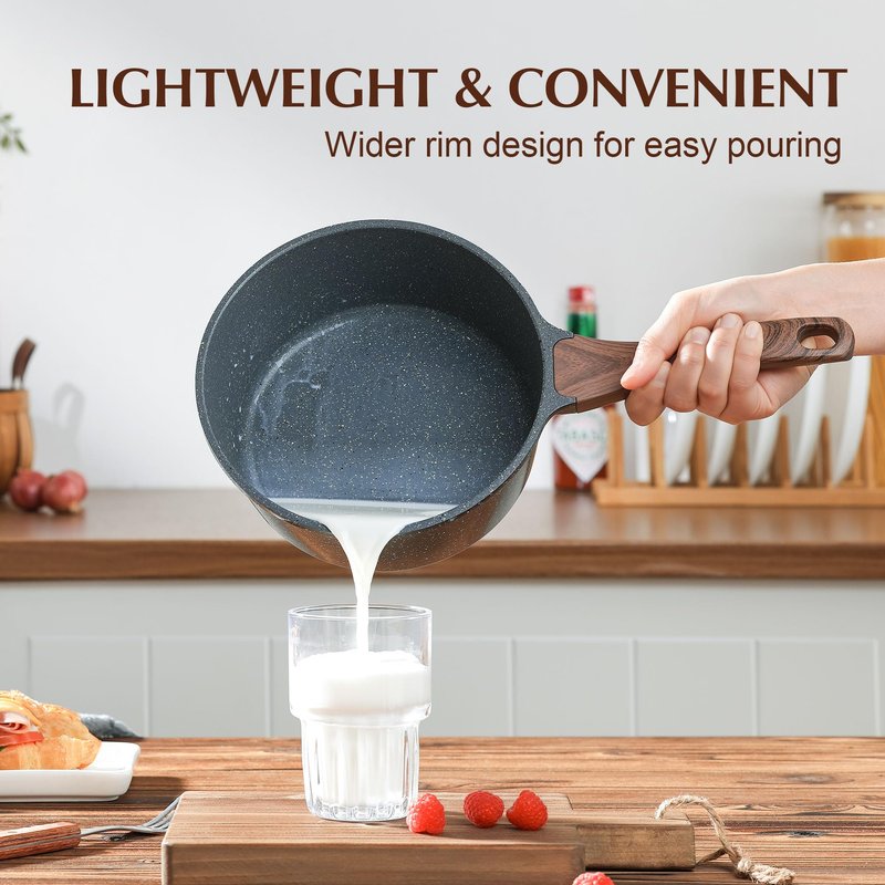 SENSARTE Saucepan Nonstick with Lid 1.5 Quarts Granite Coating Sauce Pot Small Kitchen Cooking Pot, Induction Comptable, Free of Intentionally Added PFOA