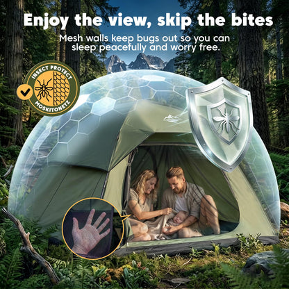Purebox Tent 4 Person Camping Tents - Double Layer with 2 Doors & Rainfly, Portable Waterproof & Windproof Tents, Large Mesh Ventilation, Easy Setup Family Tent for Camping, Hiking and Backpacking