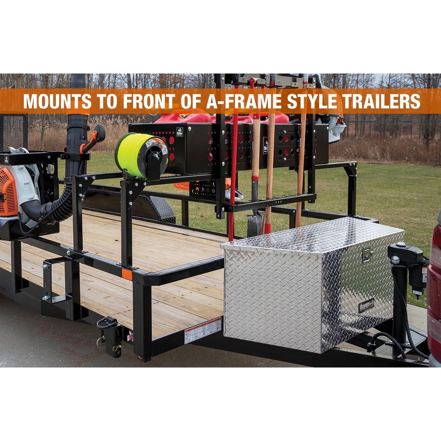 Buyers Products 1701380 Diamond Tread Aluminum Trailer Tongue Tool Box, 14.8 x 14.4 x 35.2 Inch, Made In USA, Corrosion-Resistant, Lockable, Weather-Resistant, Fits A-Frame & Straight-Tongue Trailers