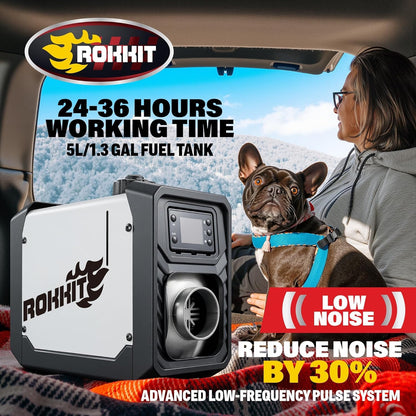 [2026 Version] ROKKIT 8KW Diesel Heater, 110V/12V All-in-One Diesel Air Heater, Portable Diesel Heater with LCD Monitor & Remote, Fast Heating Low Noise Diesel Parking Heater for Tent, Car, RV, Camper