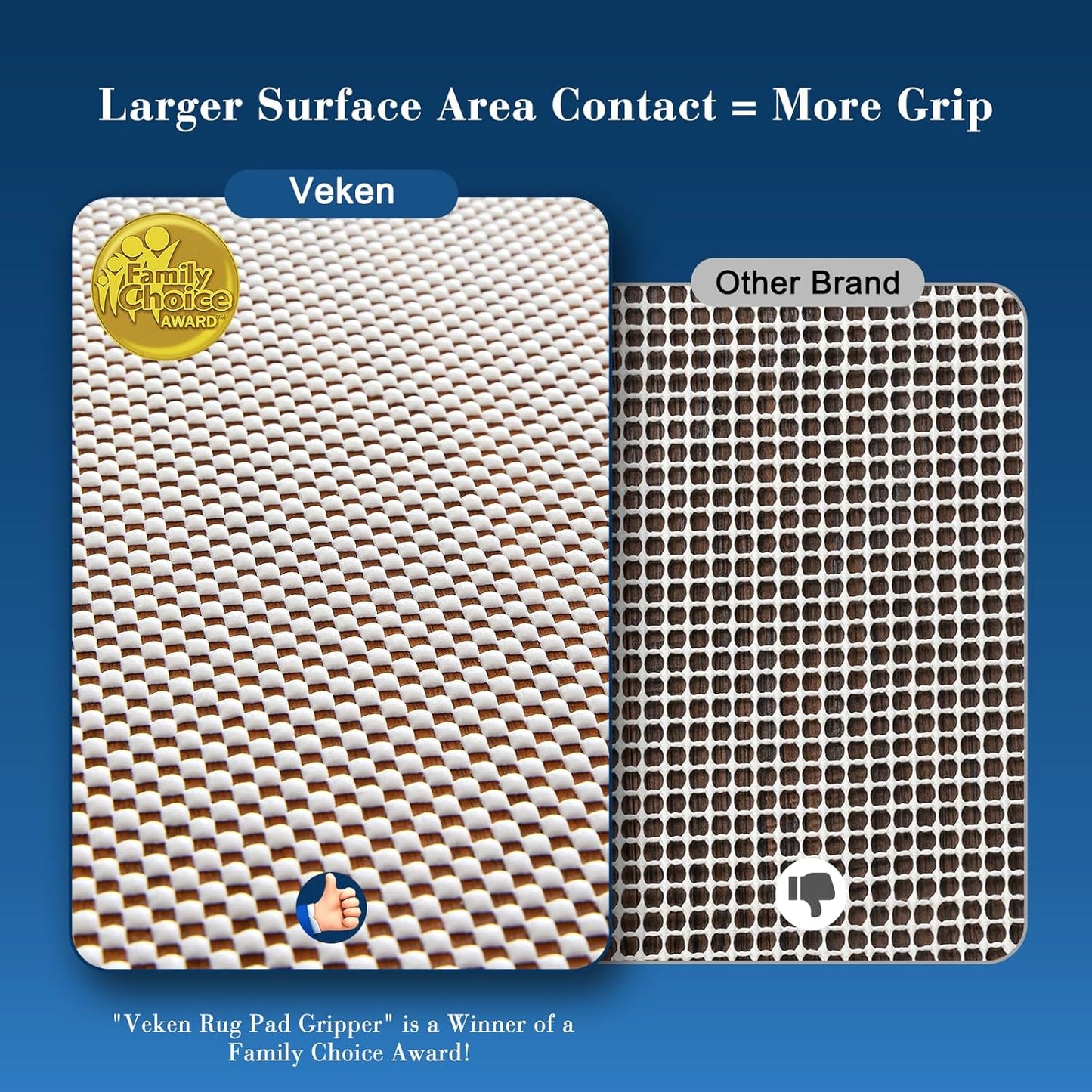 Veken Non-Slip Rug Pad Gripper - Extra Thick 8 x 10 Feet for Hard Floors | Keeps Rugs Safe & Secure