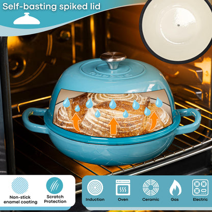 Nuovva Enamelled Cast Iron Cookware Bundle – Dutch Oven Pot with Lid, Casserole Dish & Bread Loaf Pan – Premium Ovenproof Cookware Set for Baking, Roasting & Everyday Cooking