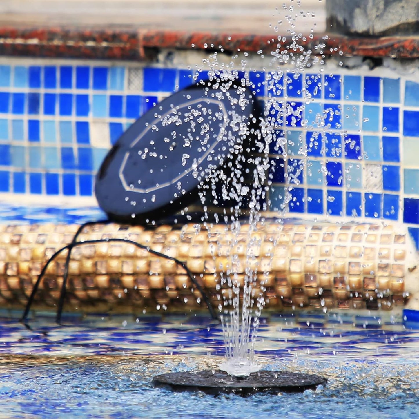 AISITIN Solar Fountain Pump - DIY Water Feature with 6 Nozzles & 3.9ft Cord for Bird Baths, Gardens, Ponds