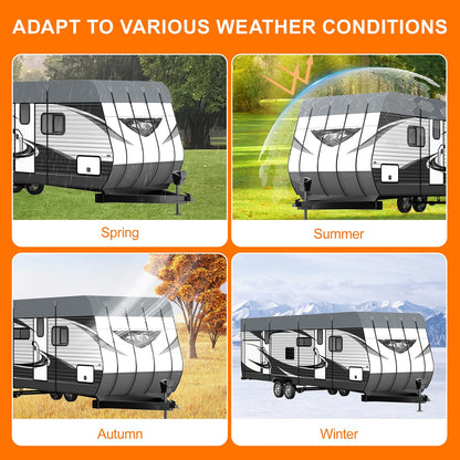 Heavy Duty RV Roof Cover - Waterproof Top Tarp Roof Only for Travel Trailer, 5th Wheel, Truck Camper & Class A B C Motorhome, Winter UV Snow Weather Protection, Gray, 27.9 x 12.5ft