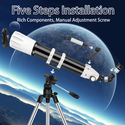 Hawkko Telescope, 90mm Aperture 900mm Astronomical Refractor Telescope for Adults High Powered - Multi-Coated Professional Telescopes for Astronomy Beginners with AZ Mount, Carry Bag, Phone Adapter