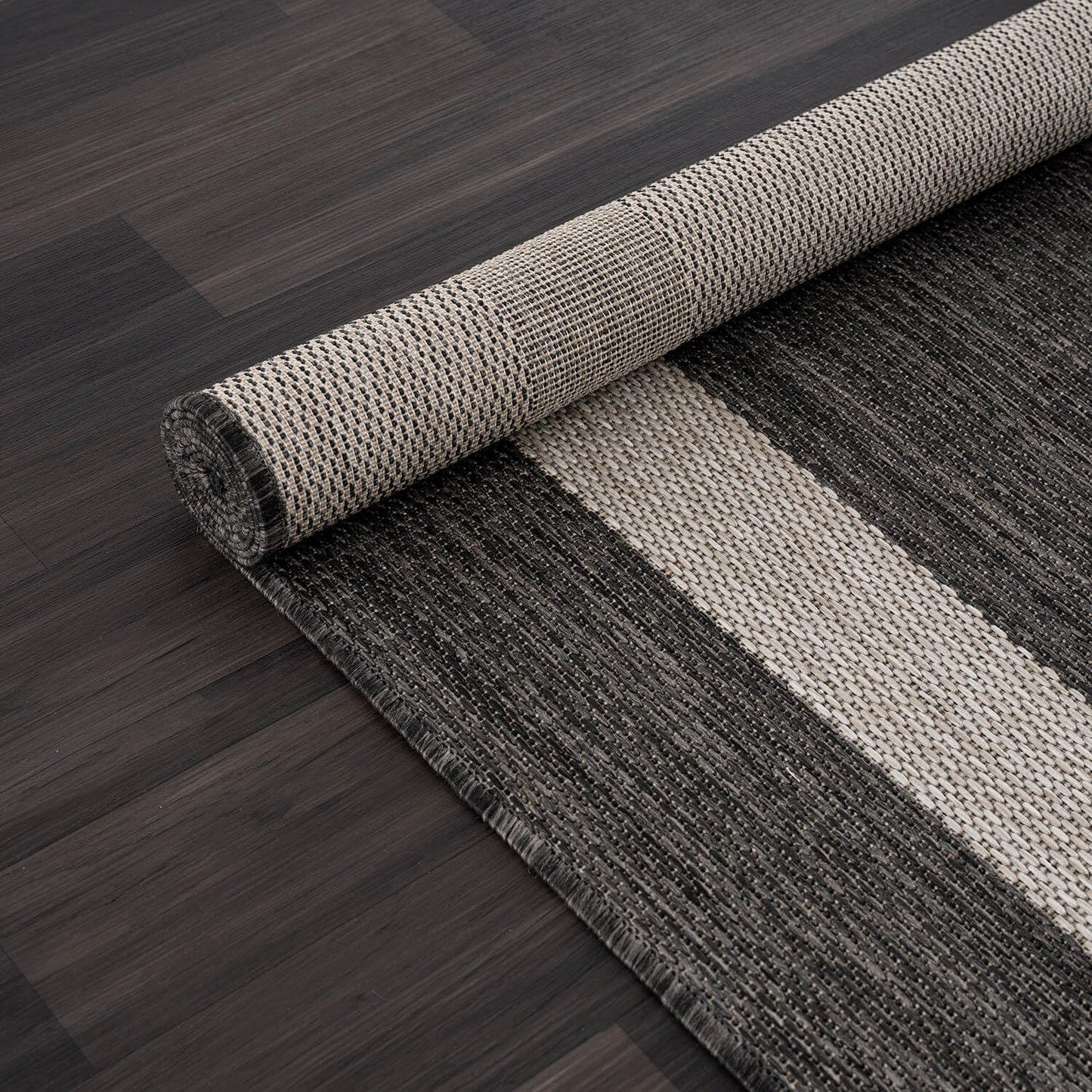 CAMILSON Outdoor Rug 8x10,Modern Outside Rugs for Patios Porches Waterproof Durable Washable Non-Shedding, Easy-to-Clean Indoor Outdoor Area Carpet (8 x 10, Bordered - Dark Gray/Light Gray)