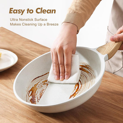 SENSARTE Nonstick Frying Pan Set - White Ceramic Coating Chef's Cookware | Healthy & PTFE-Free (9.5, 11, 12.5 Inch)