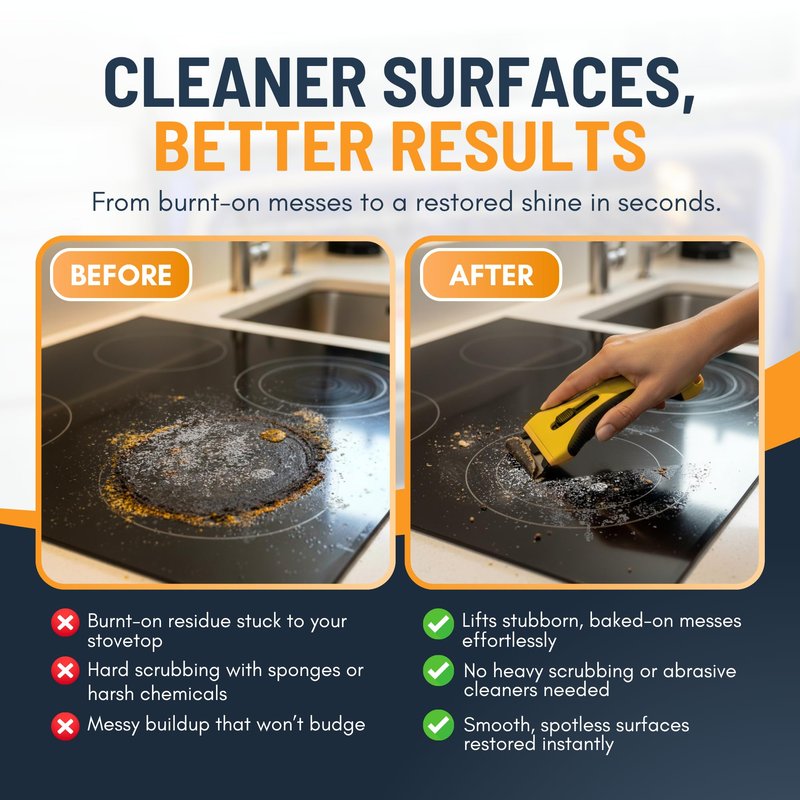 Scraper Tool with 15 Extra - Oven Scraper Tool Non Scratch, Hob Scraper, Glass Scraper for Windows, Paint Scraper, Window Scraper, Scraper for Cleaning, Kitchen Scraper, Oven Glass Cleaner