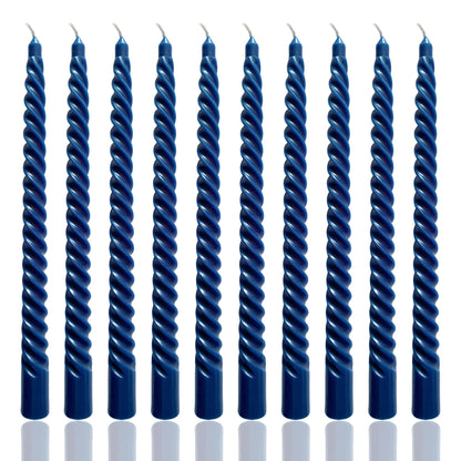 10 Inch Navy Blue Taper Candle Set, 10 Pack Unscented Dripless Candlesticks for Family Dinner Parties Home Decoration Picnic