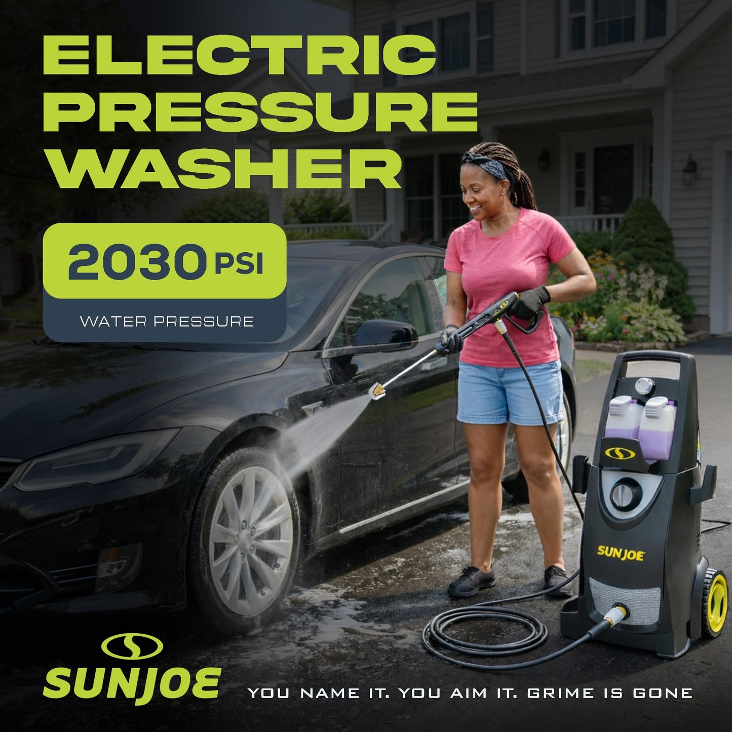 Sun Joe Pressure Washer, Electric Power Washer, Heavy-Duty 2500 Max PSI (2030 PSI PWMA Rated)-Portable Cleaning & Washing Machine System with Patios & Sidewalks, SPX3000
