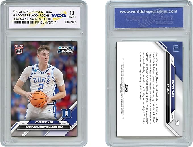 2024-25 Topps Cooper Flagg Rookie Card #95 March Madness Debut Duke University #1 NBA Pick - Graded GEM Mint 10
