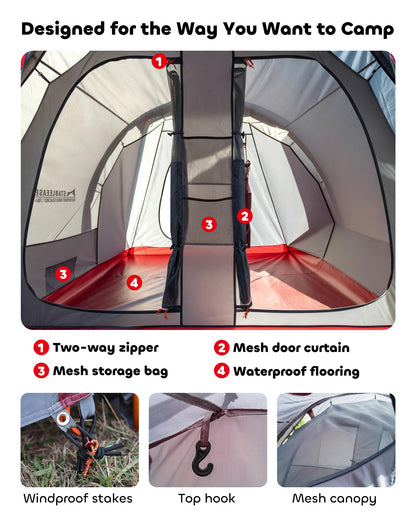2 Person Camping Tent Motorcycle Tent Waterproof Instant Family Tents Lightweight Motorcycle Storage Shelter for for Backpacking Hiking Easy Setup