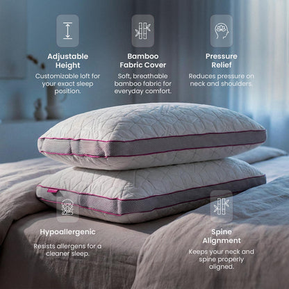 IWS SnowTouch® Adjustable Pillow, Neck Support, Bed Pillows for Sleeping, Gel Cross Cut Memory Foam for Side Sleepers (King (Pack of 1))