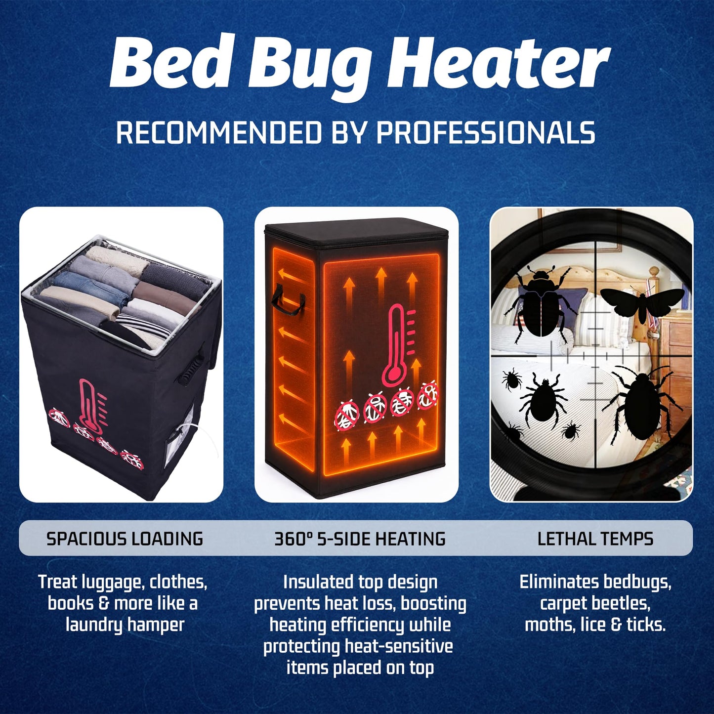 Portable Bed Bug Heater, High-Temperature Heat Treatment System with Timer & Thermometer, 360° Even Heating Chamber for Luggage, Clothes & Household Items