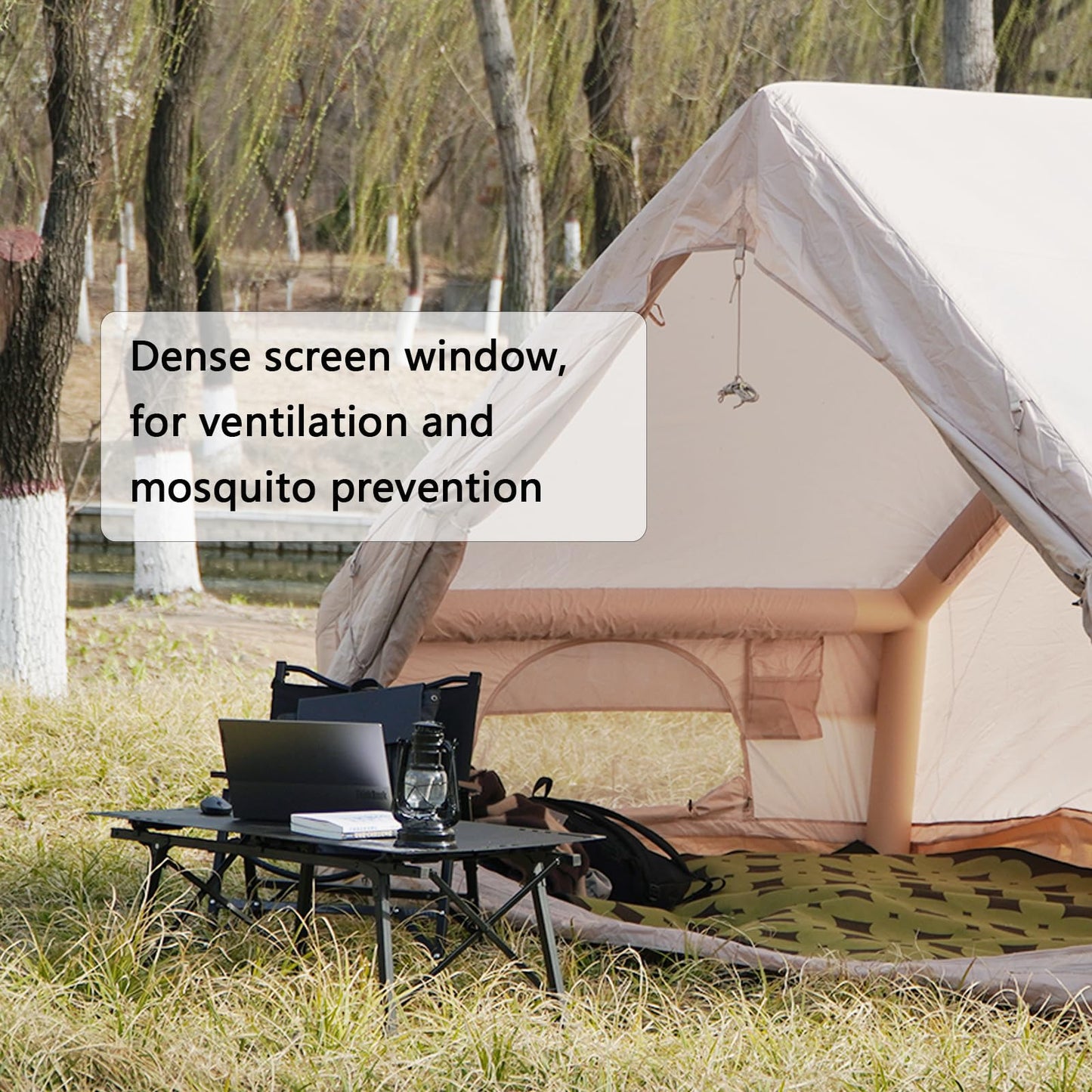 WENZEFZZB 2025 Upgraded Waterproof Inflatable Camping Tent for 5-8 People, No Assembly Needed Luxury Glamping House, Oxford Fabric Inflatable Camping Tents with Hand Pump