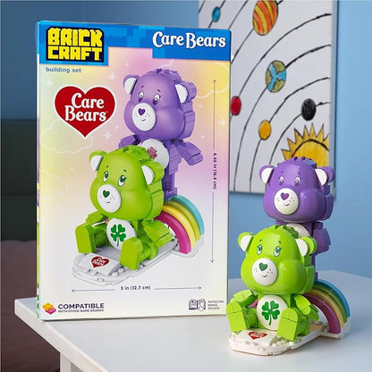 Brickcraft Care Bears Good Luck Bear &amp Share Bear Building Set 336 PCS Construction Toy for Kids Ages 8+ Collectible Rainbow Figures Gift Idea for Girls and Boys Birthday Christmas Holiday