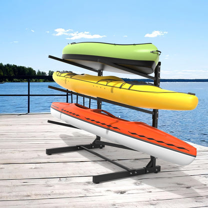 WALMANN Garage Kayak Rack, Heavy-Duty Metal Kayak Storage Rack 3-Tier Adjustable Freestanding Kayak Stand, Holds Up to 480 lbs(3-Tier)