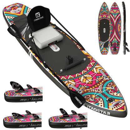iTAOSTAR Novelty N01KP 11'6" x 35" Inflatable Stand Up Paddle Board with Seat- Stable SUP Board for Adults - Portable Paddleboard for Yoga, Surfing, Fishing - Includes Full Accessories Kit