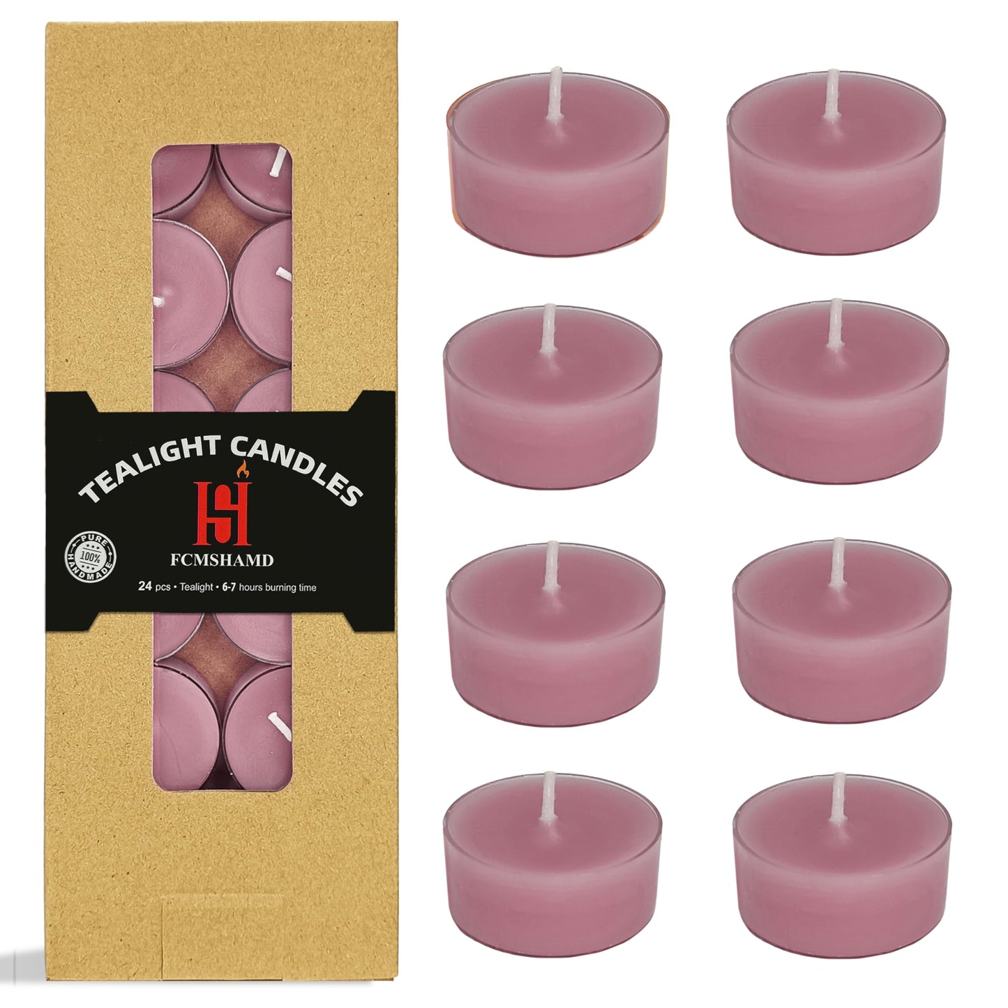 Purple Tea Lights Set of 24, Grape Scented Tealight Candles, Handmade Tea Candles, Long Burning Tealights for Romantic Wedding Home Decor Gift
